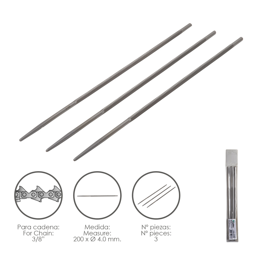 Limas Motosierras - Longitud x diametro: 200 x Ø 4.0 mm.